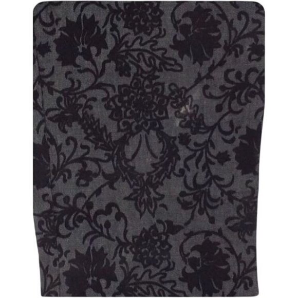 Y2K Black Floral Velvet Mid Rise Flare Jeans | Mob Wife Dark Academia Whimsigoth - Picture 4 of 10